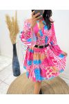 ROBE OVERSIZE IMPRIMEE PE871 FUSHIA