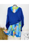 OVERSIZED DRESS PRINTED 871 ROYAL BLUE