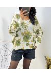 GREEN PRINTED SWEATER AH284