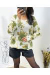 GREEN PRINTED SWEATER AH284