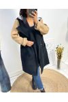 BI-COLORED COAT B2718 BLACK