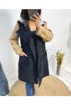 BI-COLORED COAT B2718 BLACK