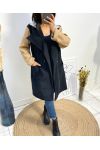 BI-COLORED COAT B2718 BLACK