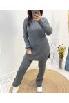 "COMFY" SWEATER SET + MATCHING PANTS AH574 DARK GREY