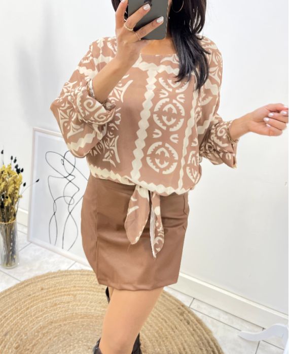 BLUSE ZUM BINDEN 1989 BEIGE