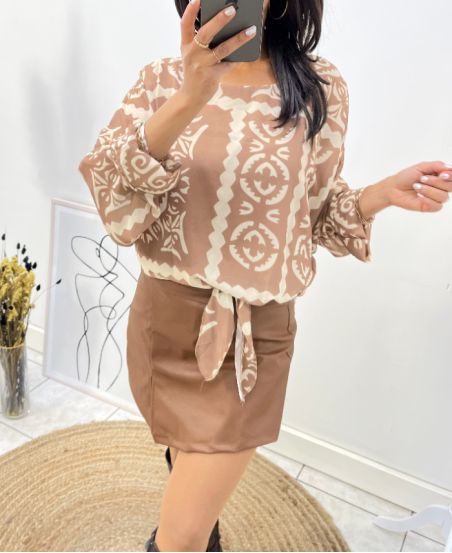 BLUSE ZUM BINDEN 1989 BEIGE