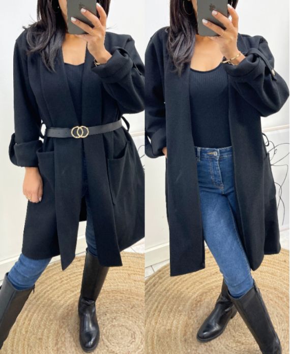 JACKET + BELT FREE FW588 BLACK