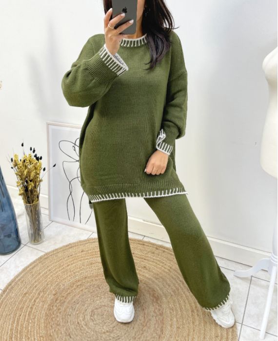 Knit sweater and pants set sales