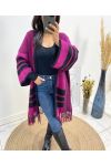 PONCHO "COUP DE COEUR" FRANGES AH591 PRUNE