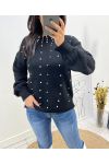 PERLENPULLOVER AH657 SCHWARZ