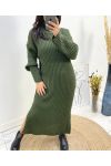 TURTLENECK KNIT DRESS SLIT GREEN AW742