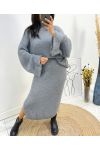 OVERSIZED SWEATER + KNITTED SKIRT SET AH717 GREY