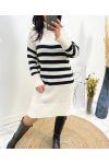 STRIPED TURTLENECK DRESS AW752 BEIGE