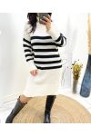 STRIPED TURTLENECK DRESS AW752 BEIGE