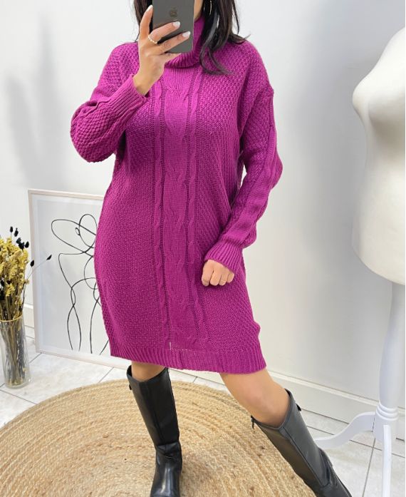 CABLE NECK SWEATER AW750 PLUM