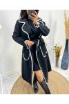 LANGE BESTICKTE MÄNTEL AW771 SCHWARZ
