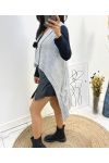 ASYMMETRICAL VEST WITH PIN AH628 GREY