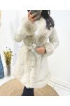 PACK 3 MANTEAUX SIMILI-CUIR COL FAUSSE FOURRURE S-M-L AH710 BEIGE