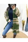 ETHNISCHE STRICKJACKE MIT FRANSENPRINT AH764 KAKI