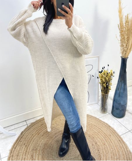 PULLOVER LONG DRAPE AH763 BEIGE