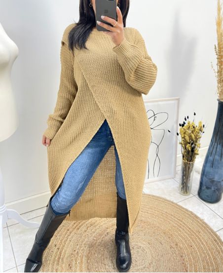 PULLOVER LONG DRAPE AH763 CAMEL