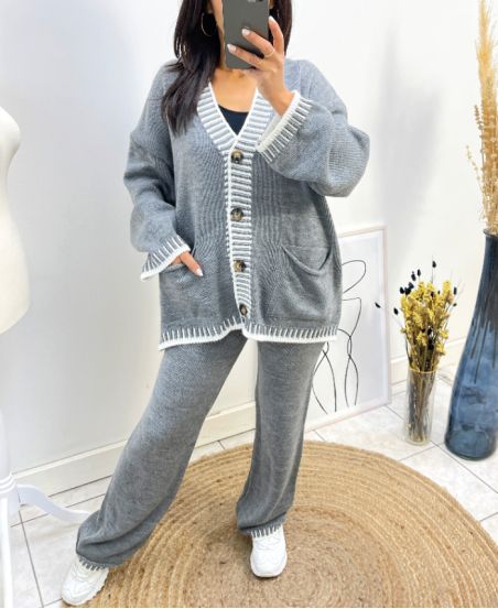 ENSEMBLE GILET+ PANTALON AH734 GRIS