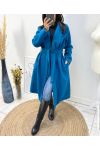 LONG COAT 2 POCKETS AW800 PETROL BLUE