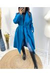 MANTEAU LONG 2 POCHES AH800 BLEU PETROLE