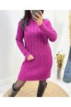 RULL KLEID MIT ZOPFAUSSCHNITT AW808 PLUM