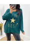 PULL LEGER ETOILE THE BEST 2104 VERT FONCE