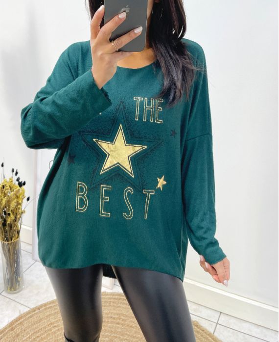 PULL LEGER ETOILE THE BEST 2104 VERT FONCE