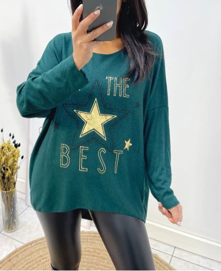 PULL LEGER ETOILE THE BEST 2104 VERT FONCE