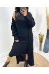 ENSEMBLE ROBE + GILET LONG TORSADES AH795 NOIR