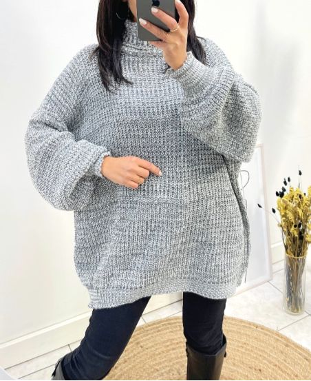 MAXI PULLOVER CHINE AH830 GRIS