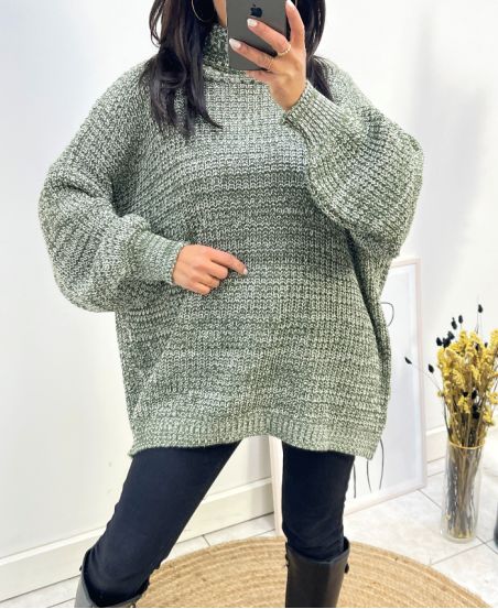 MAXI PULLOVER CHINE AH830 VERT