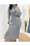 MAXI ROBE MANCHES ROULEES AH825 GRIS