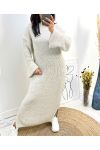 MAXI ROBE MANCHES ROULEES AH825 BEIGE