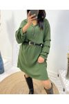 CURVY COLLECTION PUFF SLEEVE DRESS AW562 KHAKI