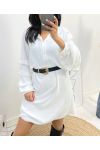 CURVY COLLECTION PUFF SLEEVE DRESS AW562 WHITE