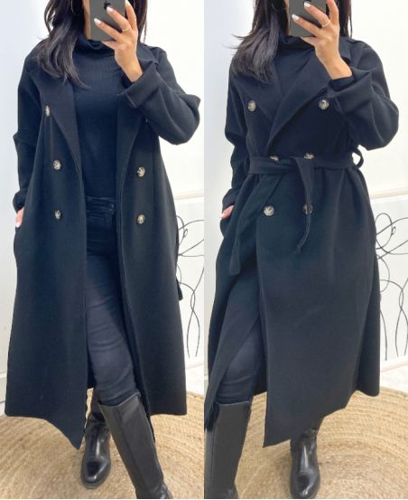 MANTEAU TRENCH LONG AH839 NOIR