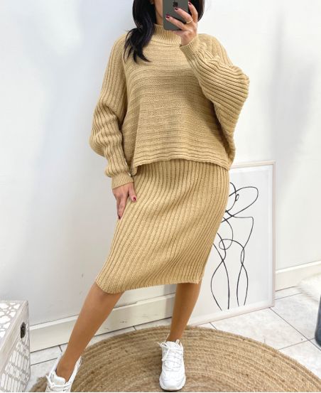 ENSEMBLE ROBE + PULL AH834 CAMEL