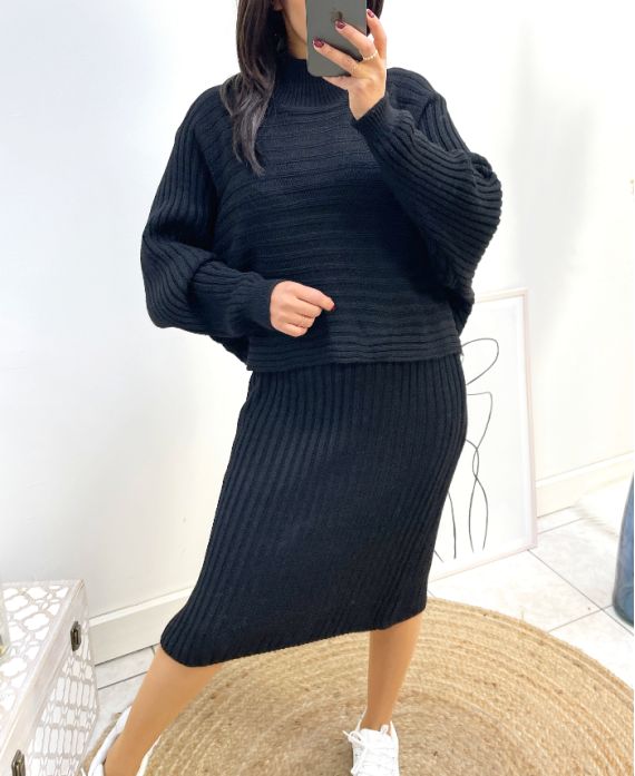 ENSEMBLE ROBE + PULL AH834 NOIR