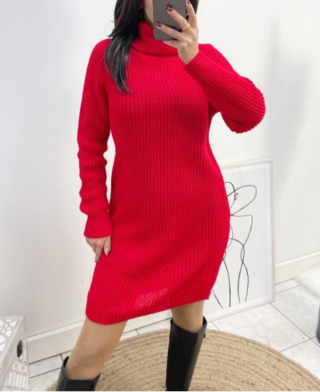 PULL ROBE MAILLE AH843 ROUGE