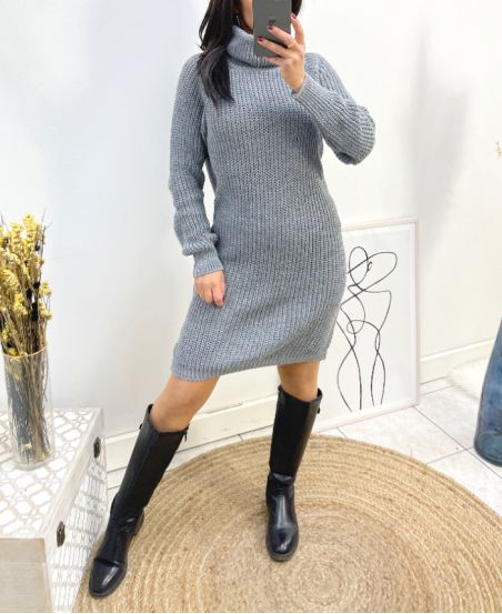 PULL ROBE MAILLE AH843 GRIS