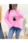 ASYMMETRICAL SWEATER + NECKLACE FREE PINK AW868
