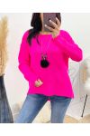 ASYMMETRICAL SWEATER + FREE NECKLACE AW868 FUSHIA