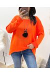 ASYMMETRICAL SWEATER + FREE NECKLACE AW868 ORANGE