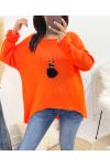 ASYMMETRICAL SWEATER + FREE NECKLACE AW868 ORANGE