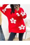 FLOWERS SWEATER AW903 RED/WHITE