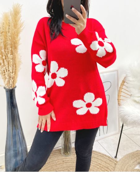 BLOEMEN TRUI AW903 ROOD/WIT